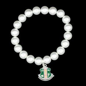 Alpha Kappa Alpha Pearl Shield Detachable Charm Bracelet